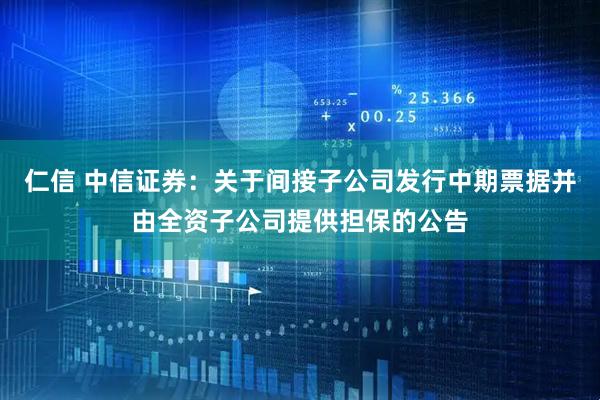 仁信 中信证券：关于间接子公司发行中期票据并由全资子公司提供担保的公告